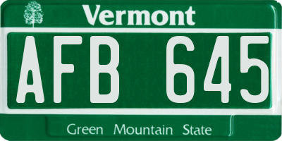 VT license plate AFB645