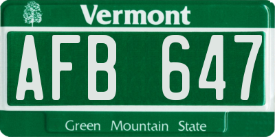 VT license plate AFB647