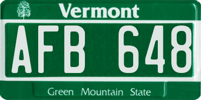 VT license plate AFB648