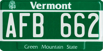 VT license plate AFB662