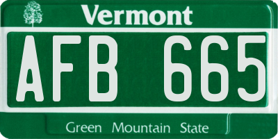 VT license plate AFB665