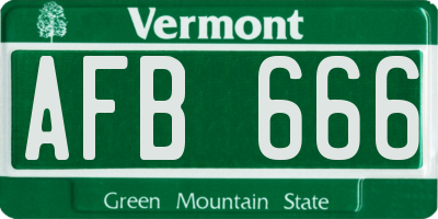 VT license plate AFB666