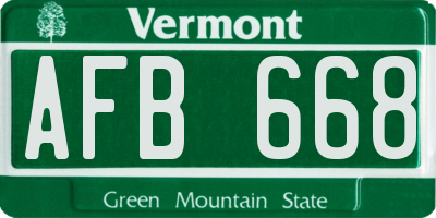 VT license plate AFB668