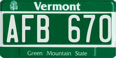 VT license plate AFB670