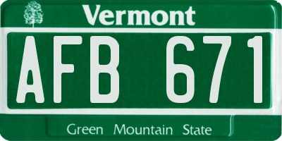 VT license plate AFB671