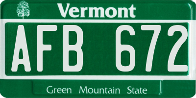VT license plate AFB672
