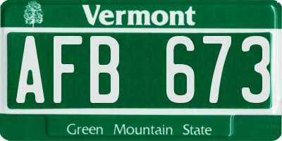 VT license plate AFB673