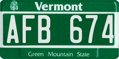 VT license plate AFB674