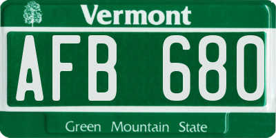 VT license plate AFB680