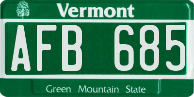 VT license plate AFB685