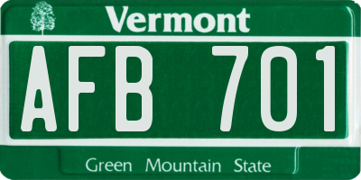 VT license plate AFB701