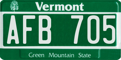 VT license plate AFB705
