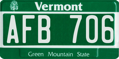 VT license plate AFB706