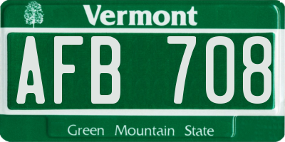 VT license plate AFB708