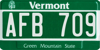 VT license plate AFB709