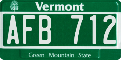 VT license plate AFB712