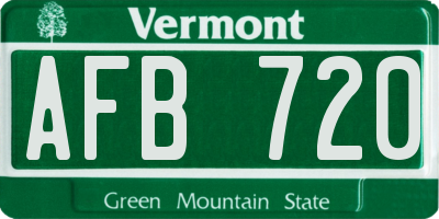 VT license plate AFB720