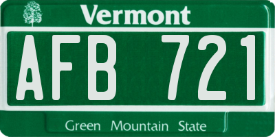 VT license plate AFB721