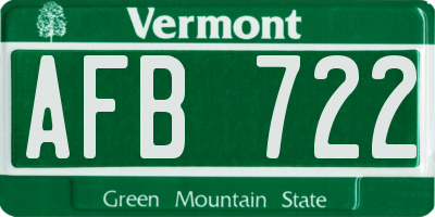 VT license plate AFB722
