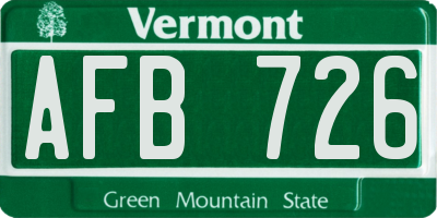 VT license plate AFB726