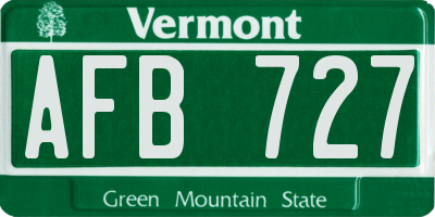 VT license plate AFB727