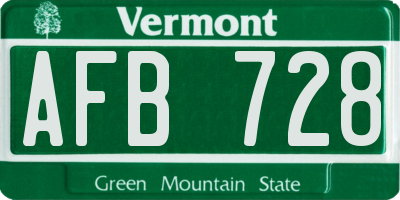 VT license plate AFB728