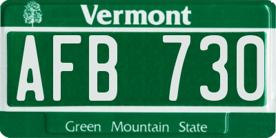 VT license plate AFB730