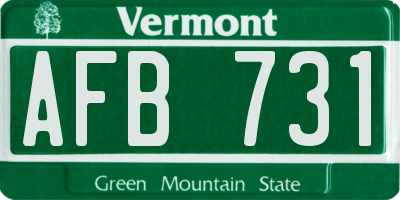 VT license plate AFB731