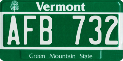 VT license plate AFB732