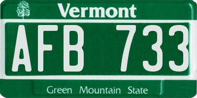 VT license plate AFB733