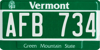 VT license plate AFB734