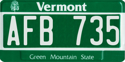 VT license plate AFB735