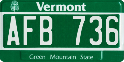 VT license plate AFB736
