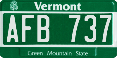 VT license plate AFB737