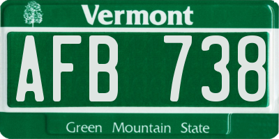 VT license plate AFB738