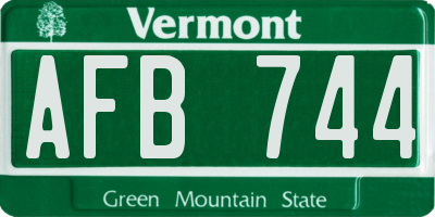 VT license plate AFB744