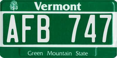 VT license plate AFB747
