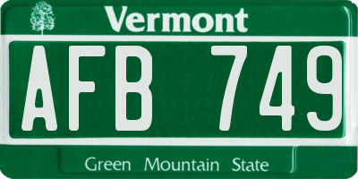 VT license plate AFB749