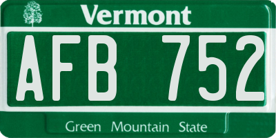 VT license plate AFB752