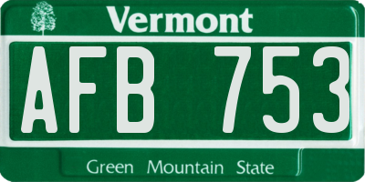 VT license plate AFB753