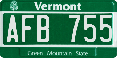 VT license plate AFB755