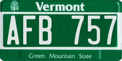 VT license plate AFB757