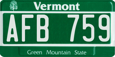 VT license plate AFB759