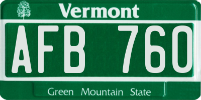 VT license plate AFB760