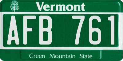 VT license plate AFB761