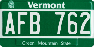 VT license plate AFB762