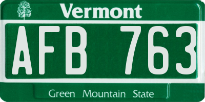 VT license plate AFB763
