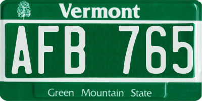 VT license plate AFB765