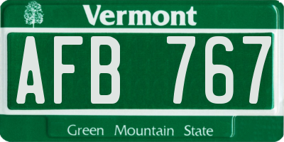 VT license plate AFB767