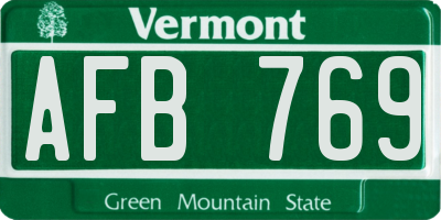 VT license plate AFB769